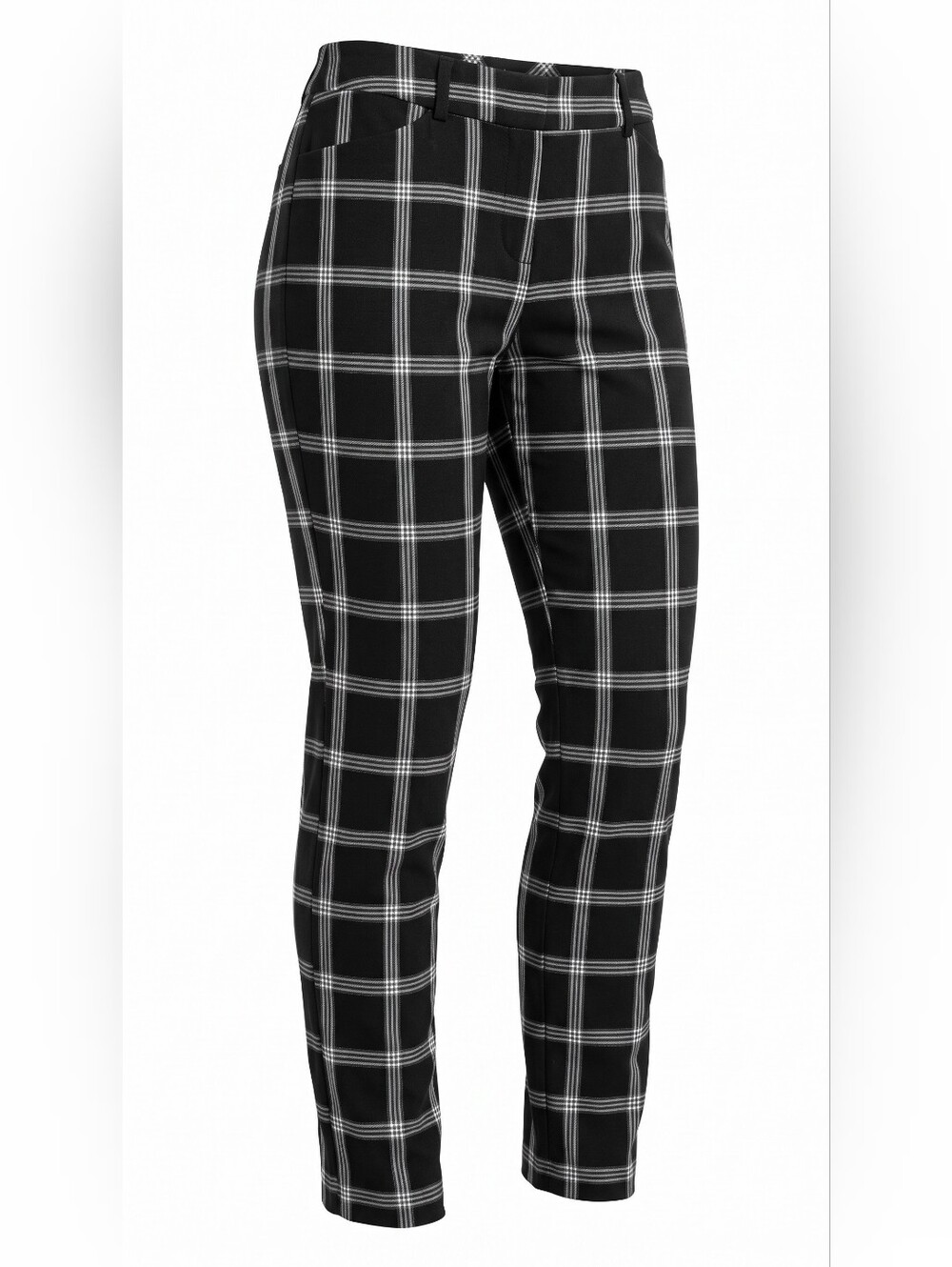 Women's Black Windowpane Plaid Dress Pants